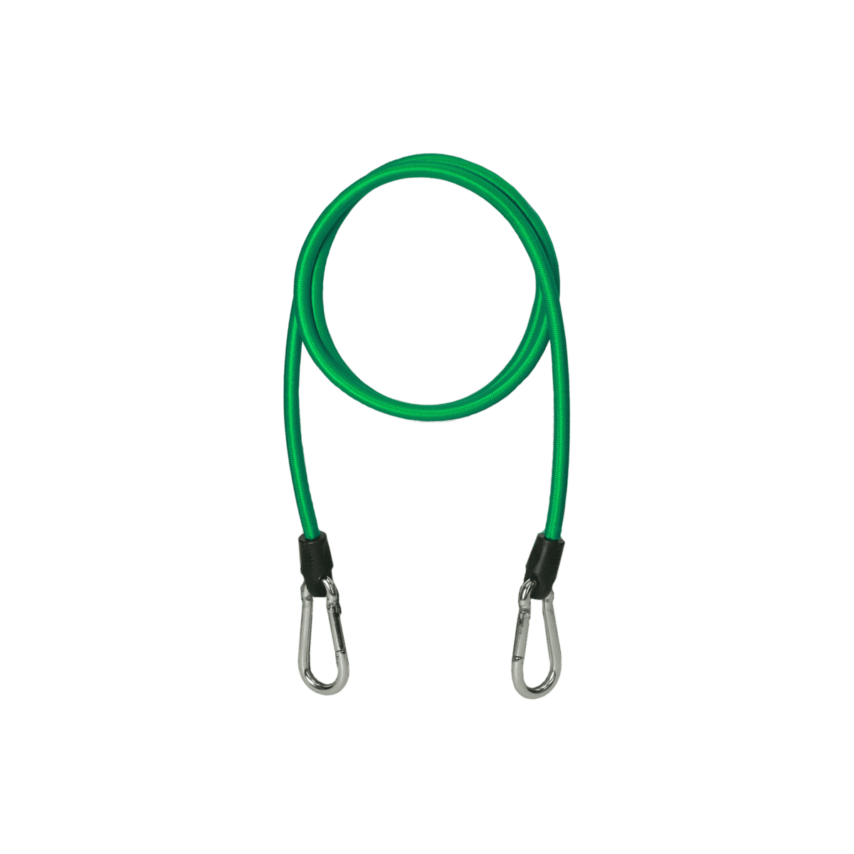 green cord with two carabiner hooks